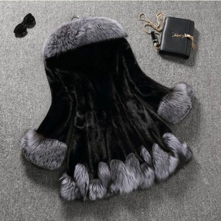 Artifical Fox Fur Plus Sizes Women Overcoat