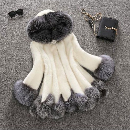 Artifical Fox Fur Plus Sizes Women Overcoat