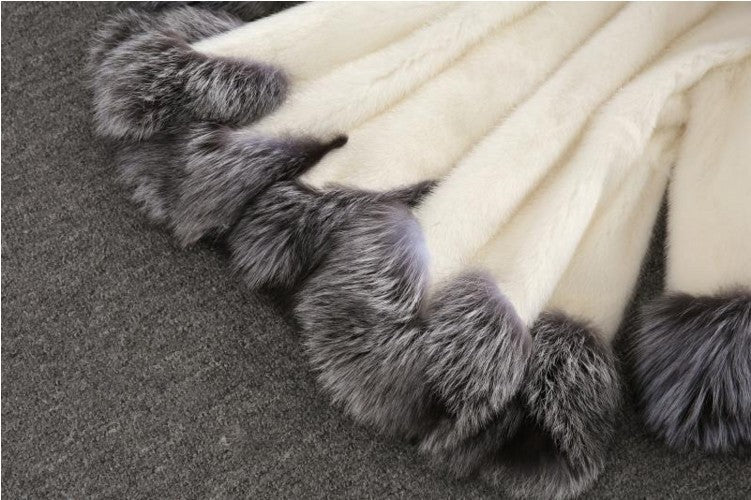 Artifical Fox Fur Plus Sizes Women Overcoat