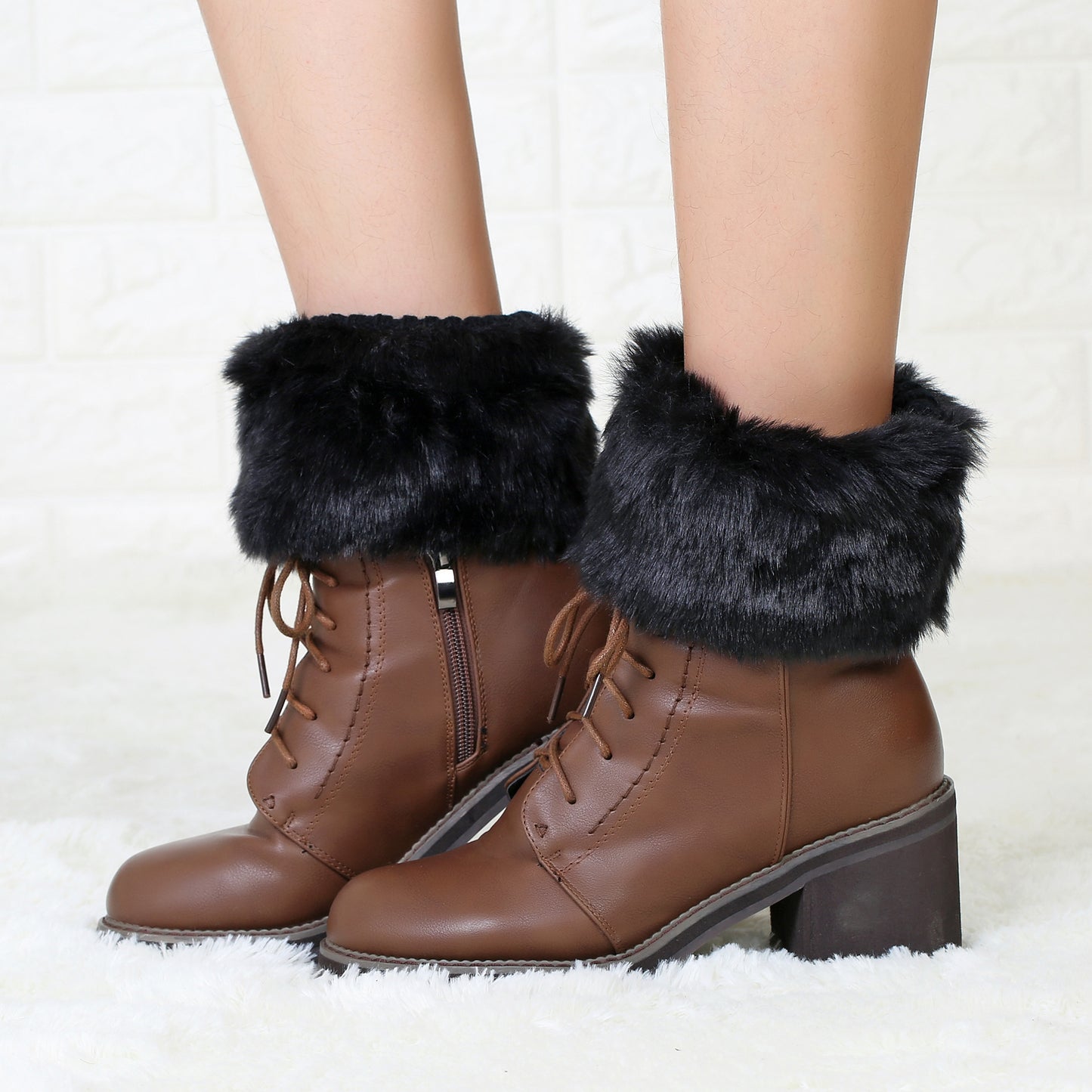 2 Pairs/set Knitted Fur Boot Covers for Women