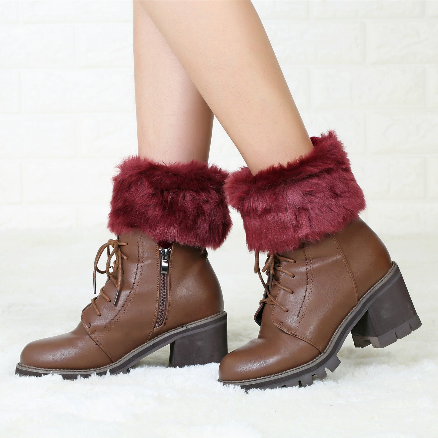 2 Pairs/set Knitted Fur Boot Covers for Women