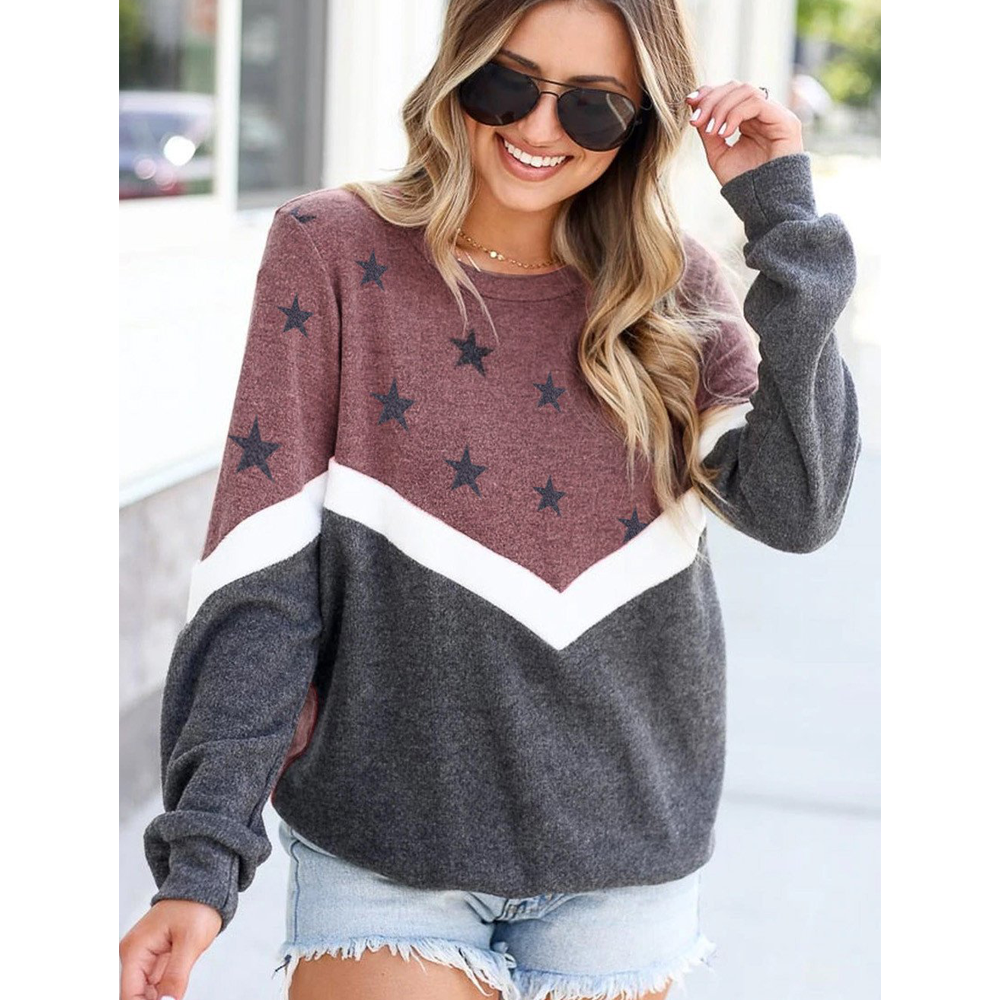 Women Long Sleeves Star Print Fall Sweaters