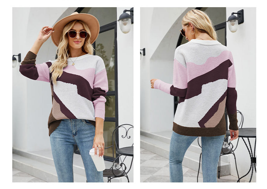 Women Round Neck Knitted Pullover Sweaters