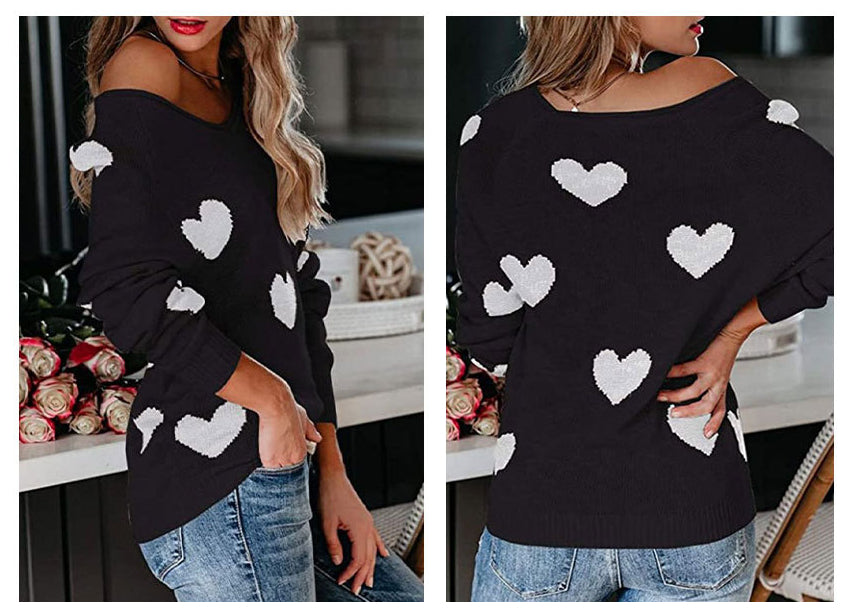 Casual Sweetheart Design Long Sleeves Sweaters