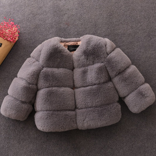 Warm Winter Artificial Fur Overcoats for Kids
