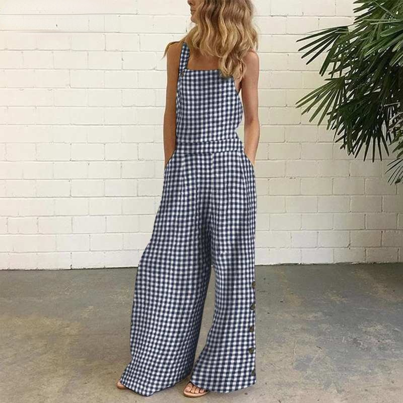Casual Women Overalls Loose Wide Leg Jumpsuits