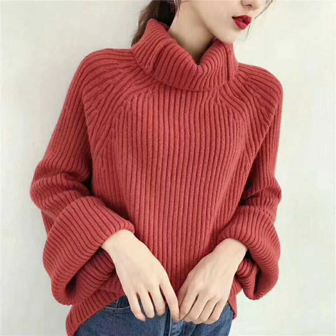 Women High Neck Loose Fall Sweaters-STYLEGOING