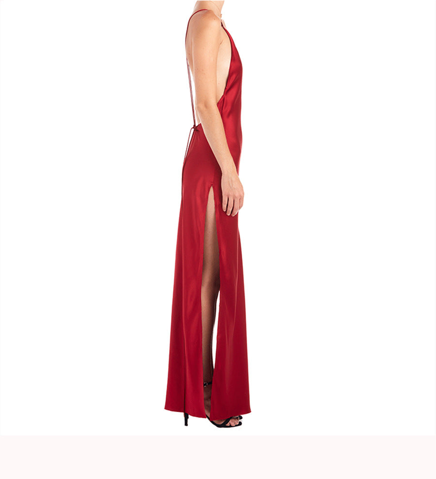 Sexy Satin Backless Evening Party Dresses