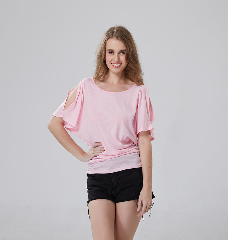 Sexy Off The Shoulder Bat Short Sleeves T Shirts