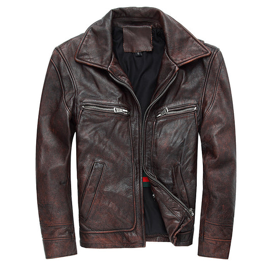 Motorcycle Cowhide Leather Jackets for Men