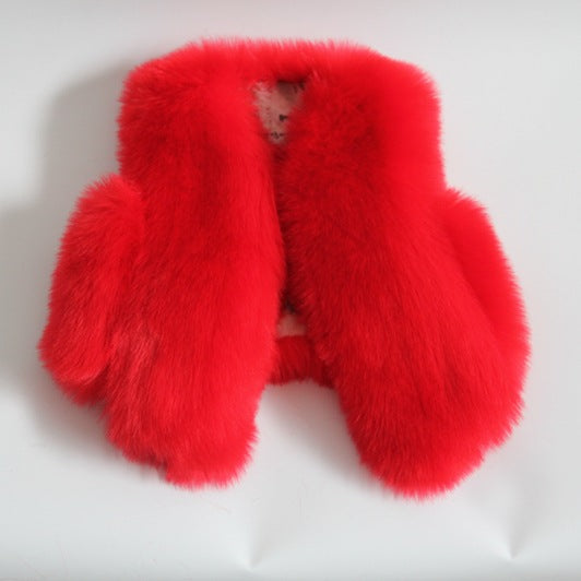 Warm Artifical Fox Fur Sleeveless Vest for Kids