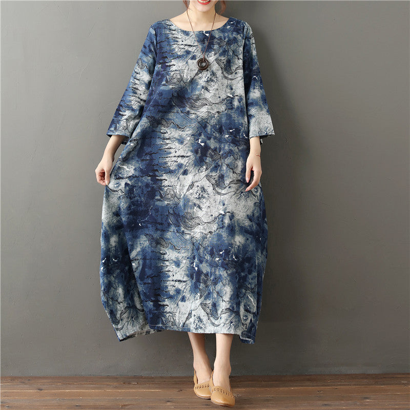 Vintage Dyed Plus Sizes Loose Dresses