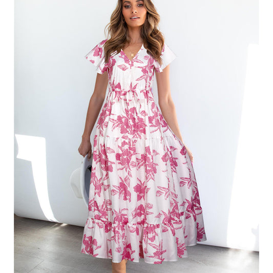 Summer Casual Foral Print Long Holiday Dresses