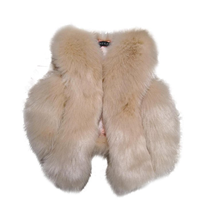 Warm Artifical Fox Fur Sleeveless Vest for Kids
