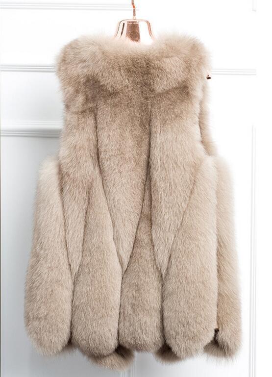 Women Artificial Fox Fur Women Long Vest