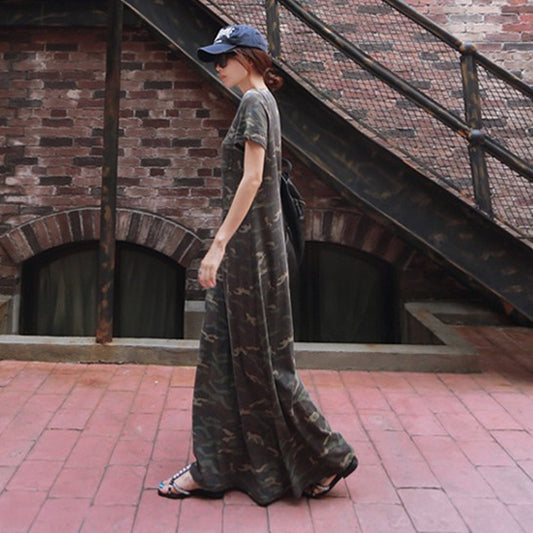 Women Summer Camouflage Long Dresses