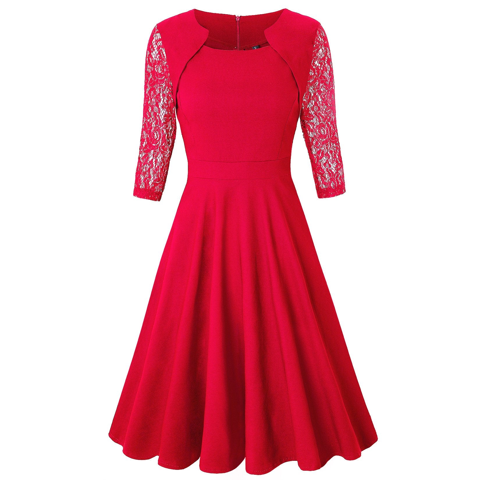 Elegant Vintage Square Neck Lace Short Dresses-STYLEGOING