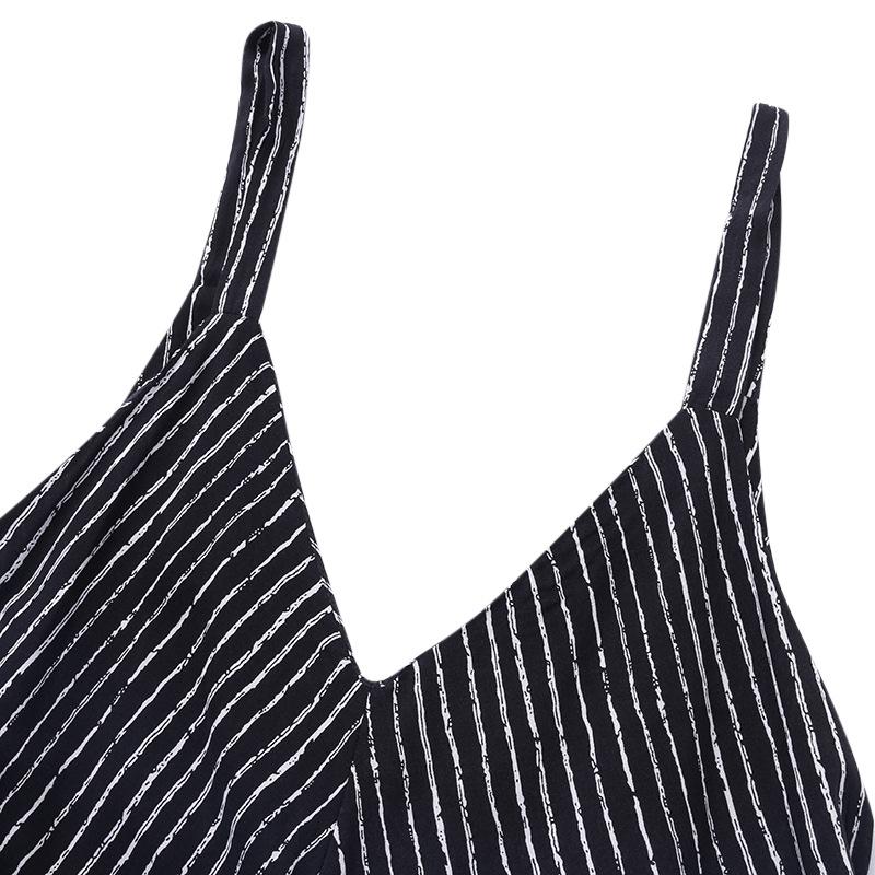 Women Black&white Striped Loose Jumpsuits-STYLEGOING