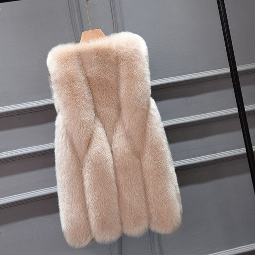 Women Artificial Fox Fur Women Long Vest