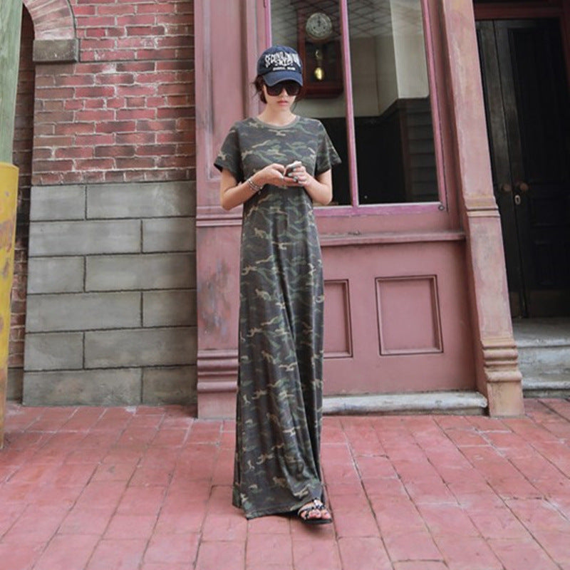 Women Summer Camouflage Long Dresses