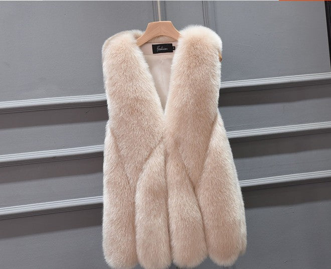 Women Artificial Fox Fur Women Long Vest