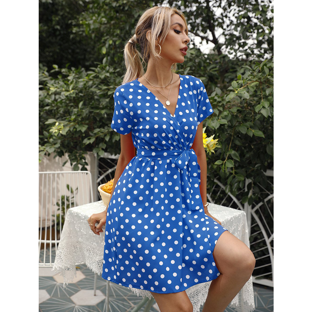 Casual Polk Dot Summer Short Dresses-STYLEGOING
