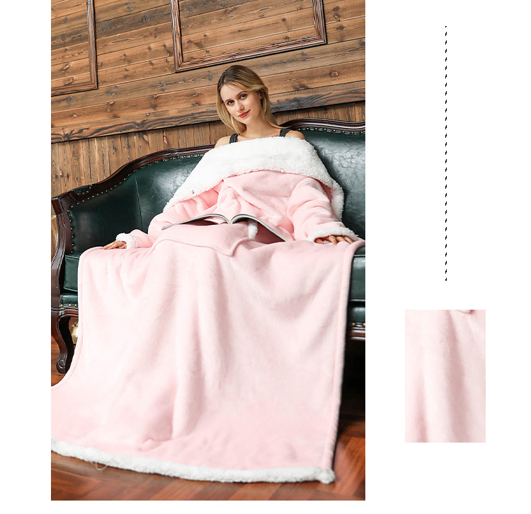 Fashion Fleece Cozy Pullover Long TV Blanket for Lazy People