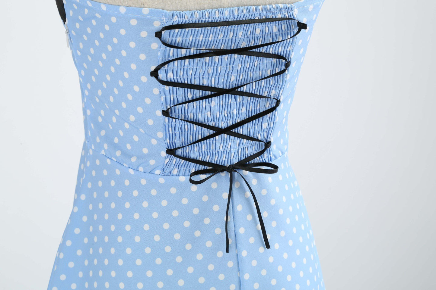 Summer Halter Dot Print Strapless Retro Dresses-STYLEGOING