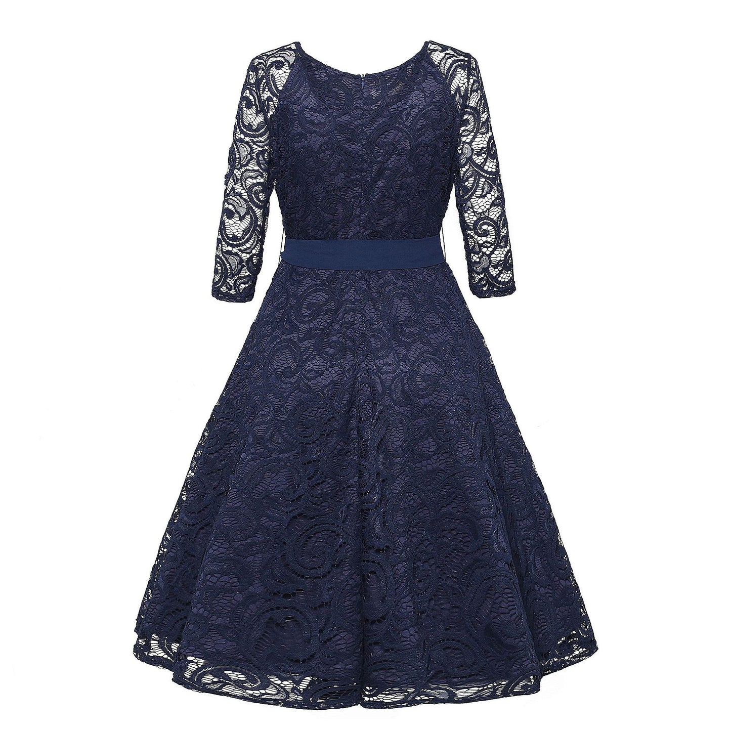 Vintage Round Neck Elegant Lace Dresses