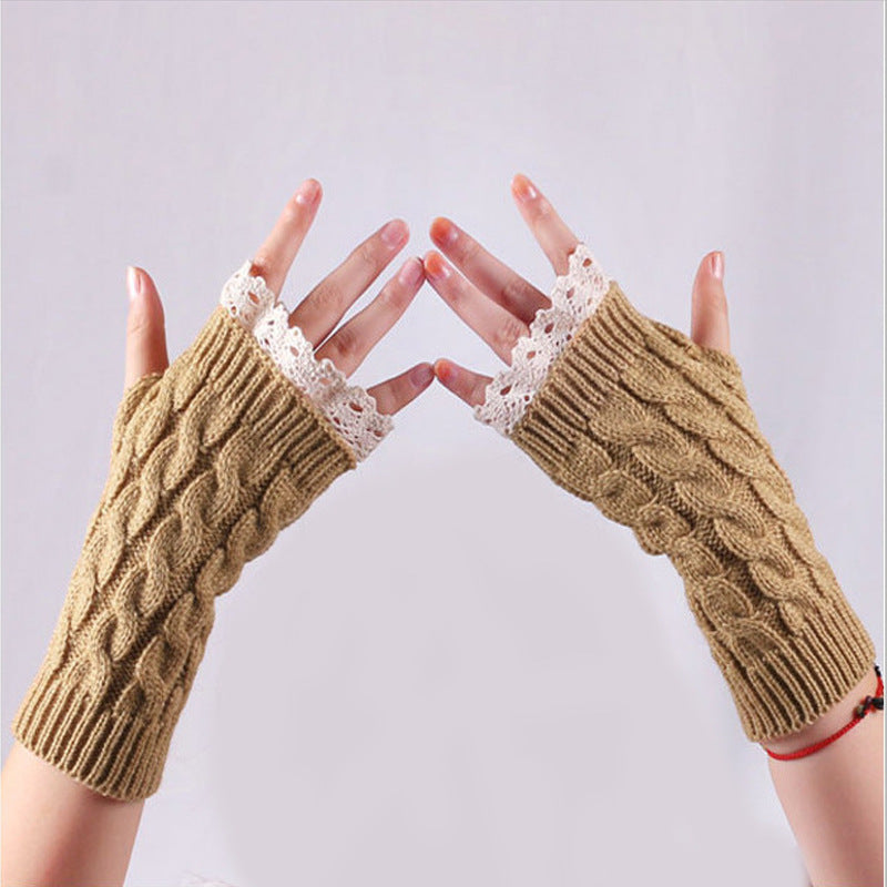 2 Pairs/Set Lovely Finger Less Knitted Gloves for Girl