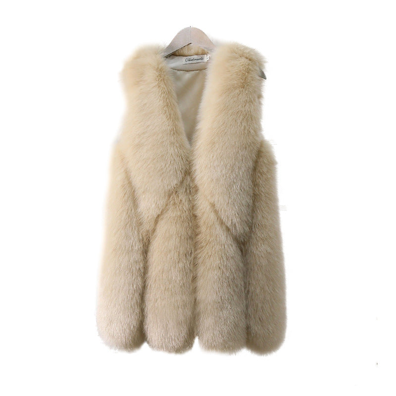 Women Artificial Fox Fur Women Long Vest