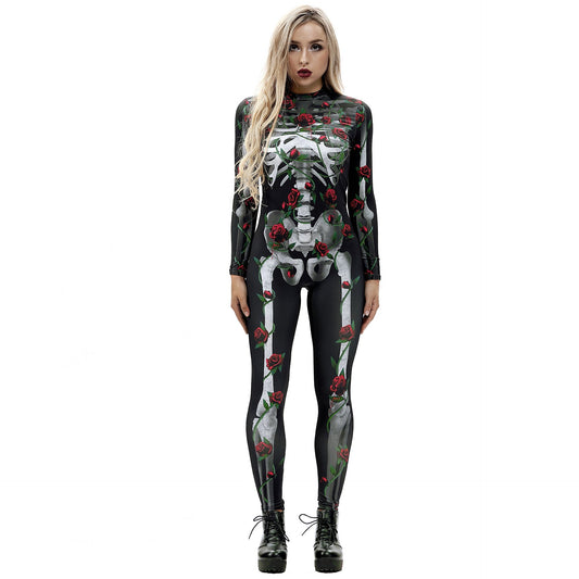 Sexy Skeleton Print Jumpsuits Costume for Halloween