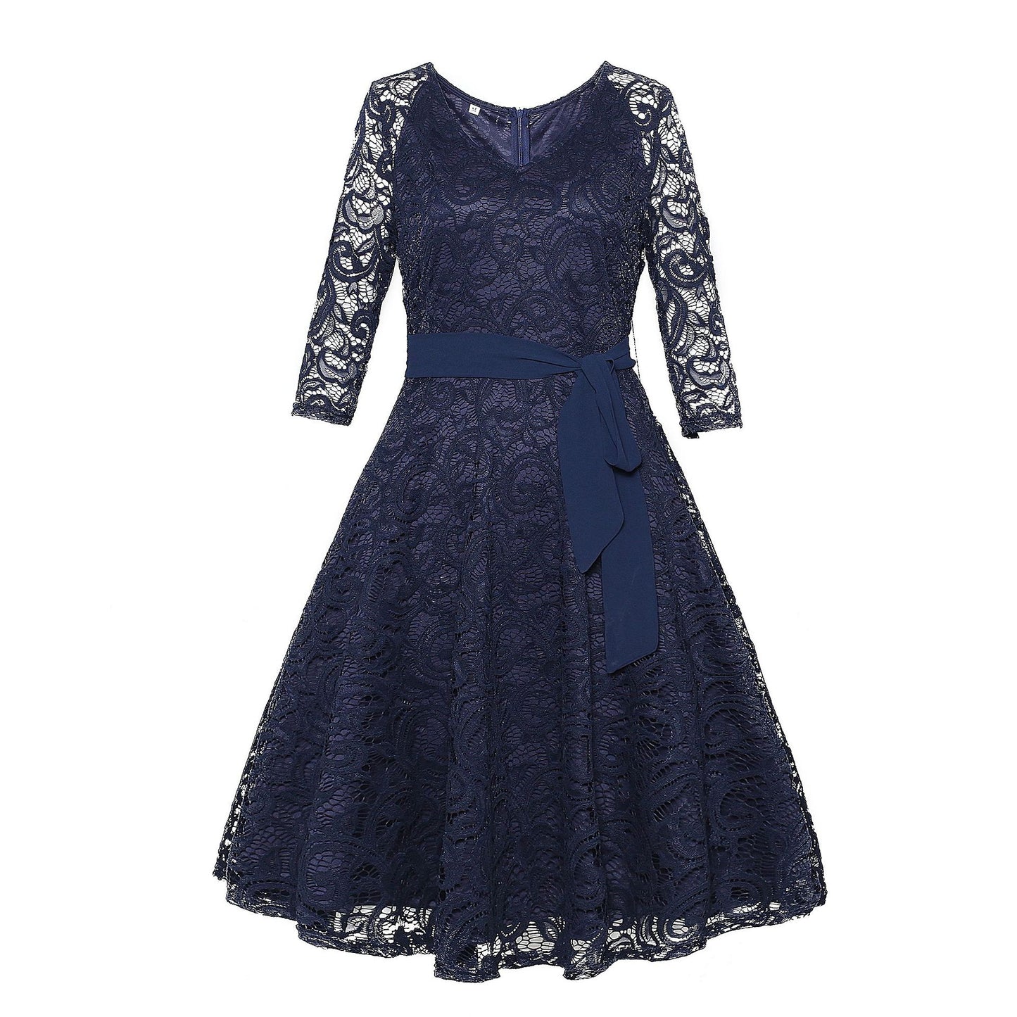 Vintage Round Neck Elegant Lace Dresses