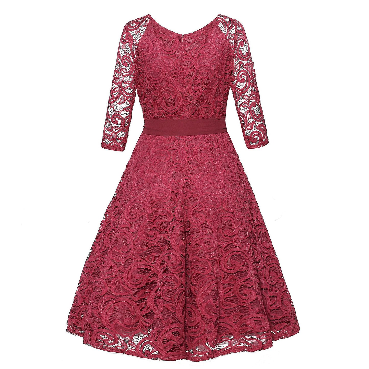 Vintage Round Neck Elegant Lace Dresses