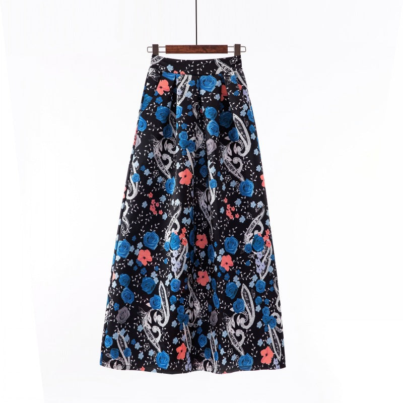 Vintage Floral Print Long Skirts for Women