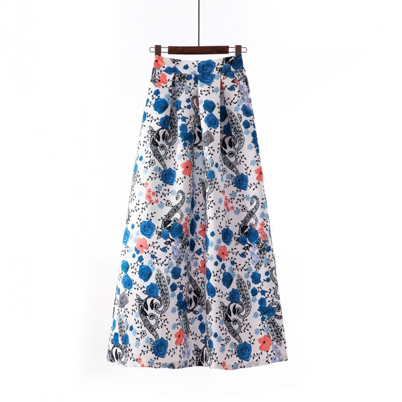 Vintage Floral Print Long Skirts for Women