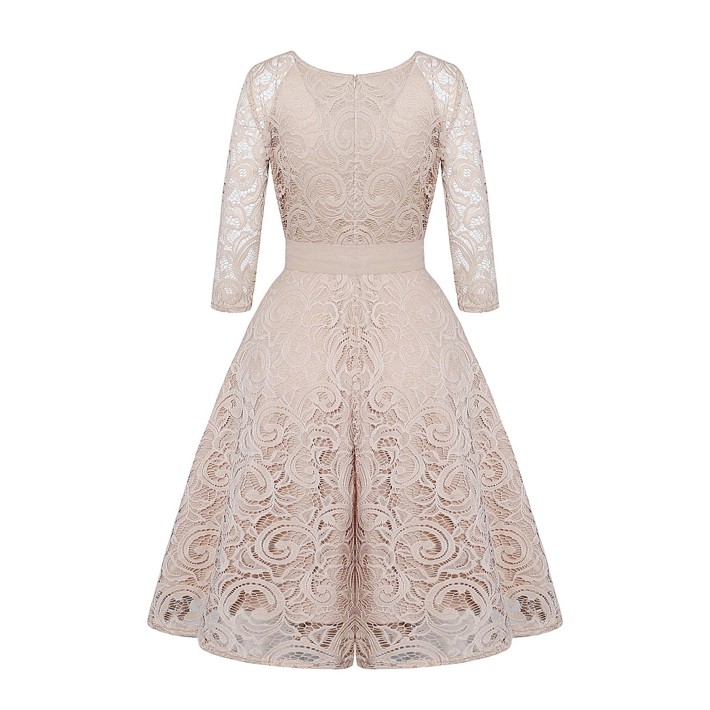 Vintage Round Neck Elegant Lace Dresses