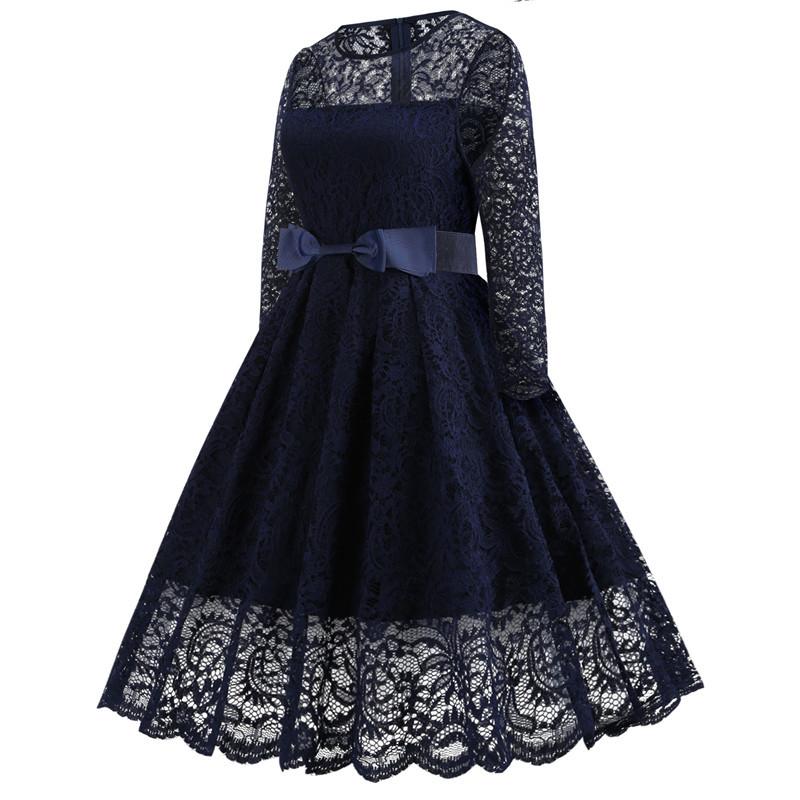 Vintage Lace Long Sleeves Lace Dresses-STYLEGOING