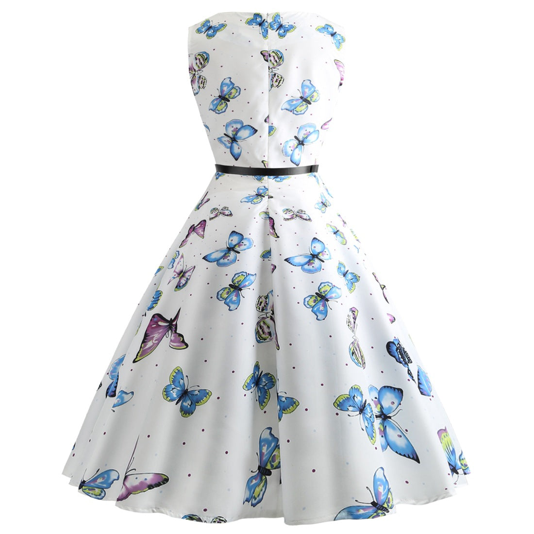 Vintage Sleeveless Butterfly Print Short Dresses