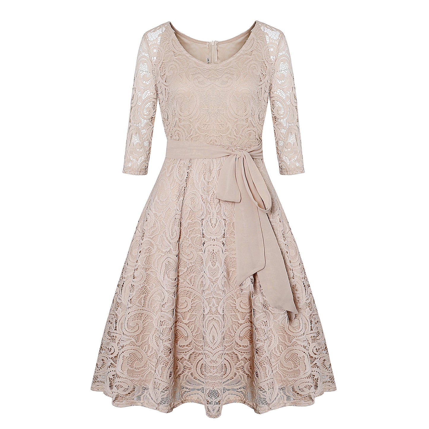 Vintage Round Neck Elegant Lace Dresses