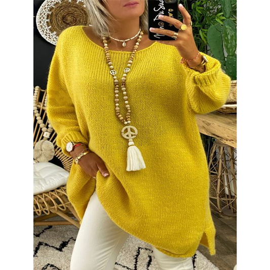Casual Women Round Neck Knitting Loose Sweaters-STYLEGOING