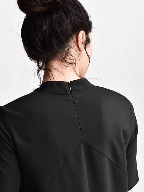Black Short Sleeves Long Dress-STYLEGOING