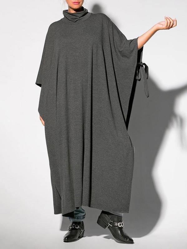 Black&Gray Lace-Up Split-Side Cape Outwear-STYLEGOING