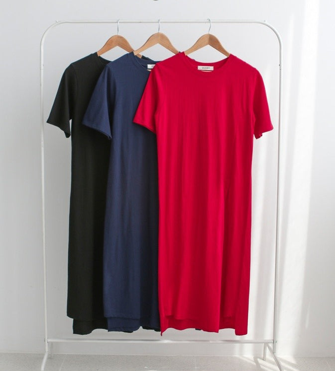 Summer Casual Split Front Short Sleeves Long T Shirts for Women