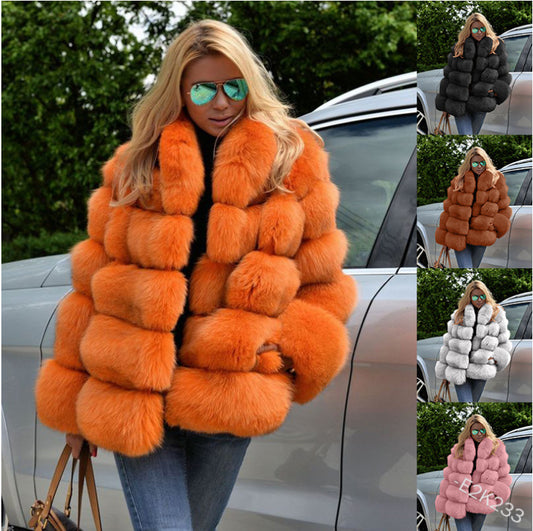 Winter Artificaila Fur Overcoat for Women
