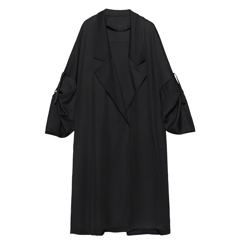 Vintage Cotton Plus Sizes Black Overcoats for Women