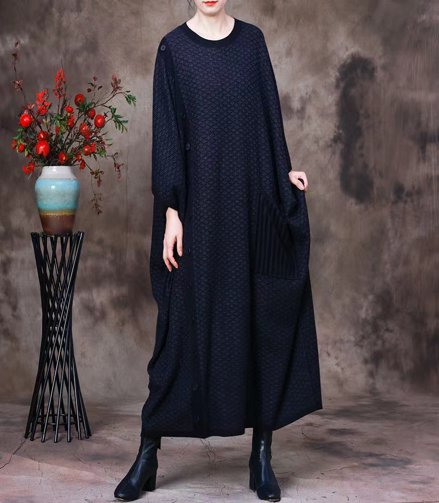 Vintage Batwing Sleeves Fall Plus Sizes Woolen Knitting Dresses