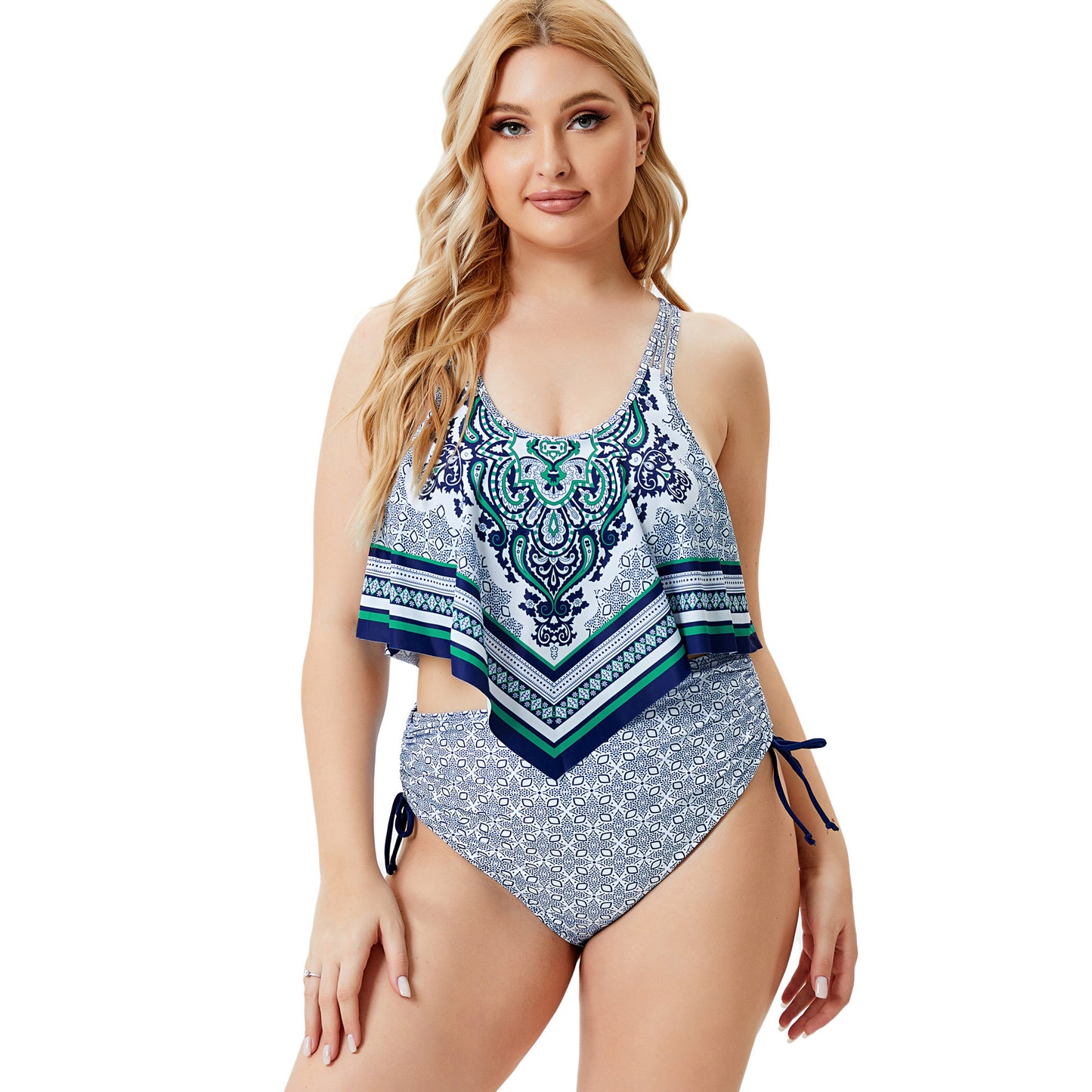 Blue Print Vintage Plus Sizes Summer Bikini Swimwear