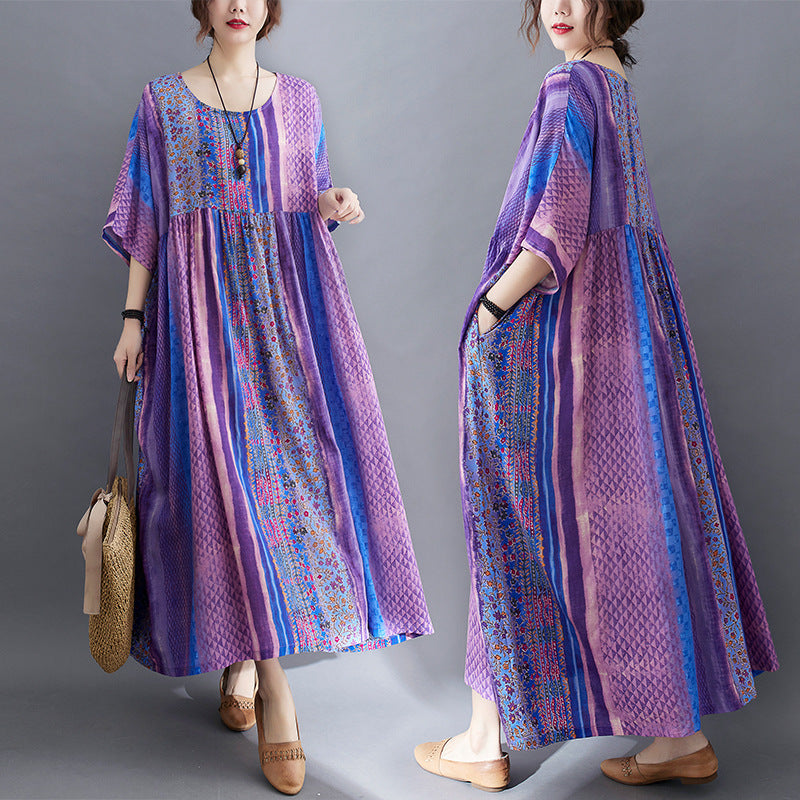 Purple Summer Women Long Loose Dresses