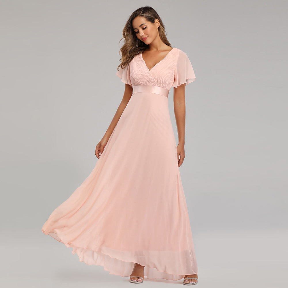 Elegant V Neck Chiffon Women Party Dresses